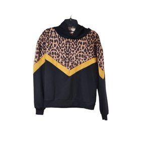 Gilded Intent Black Leopard Print Hoodie Sz XS